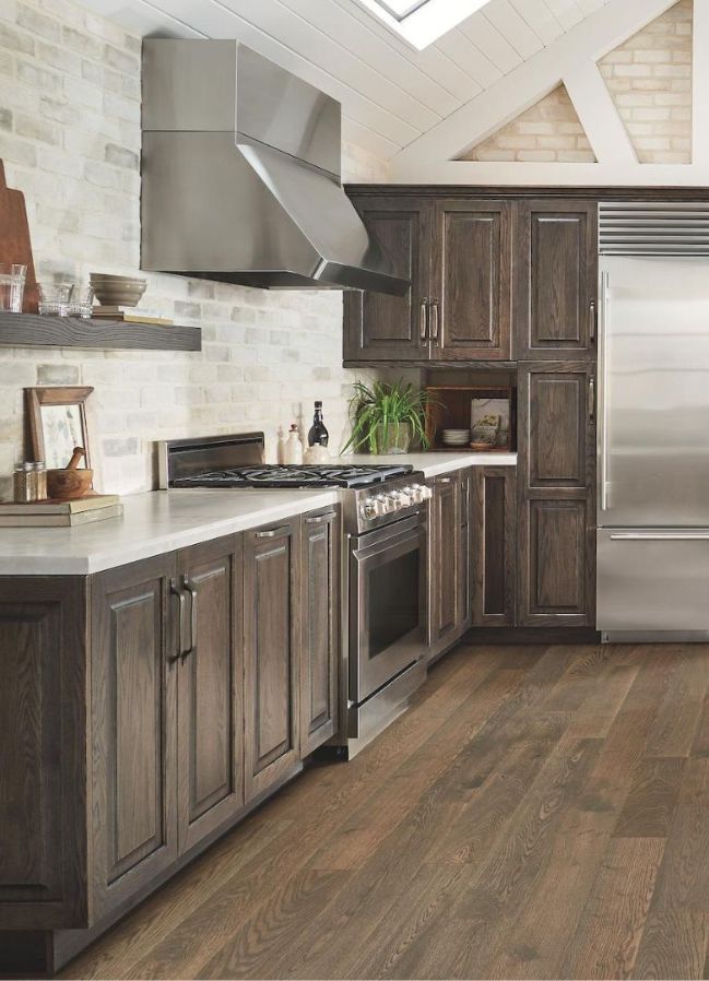 rustic tile backsplash in a stylish kitchen