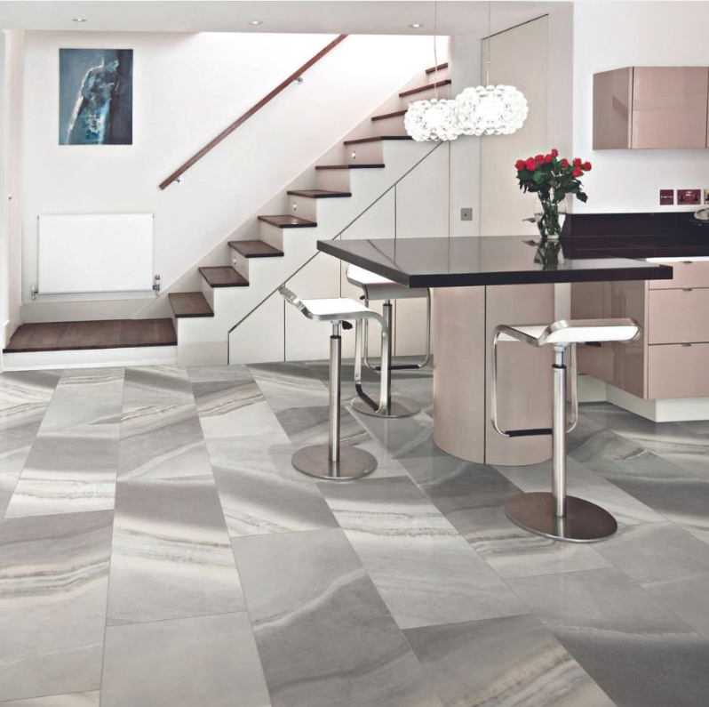 Tile floors in a kitchen